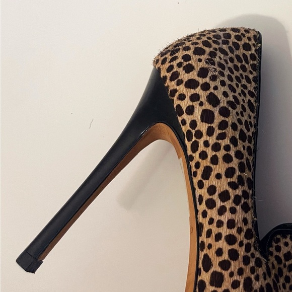 Y2K Ann Taylor Fur Cheetah Print Platform Heels Fall Chic Office Holiday Party - Picture 9 of 13